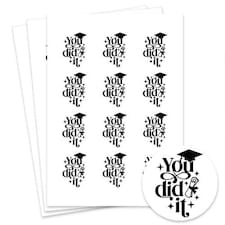 Graduation You Did It Round Stickers 60mm - Sheet of 12