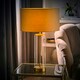 image 1 of ValueLights Contemporary Matt Gold & Clear Tube Table Lamp with a Beige Cylinder Shade - Complete with a 4w LED Globe Bulb 3000K Warm White Cream