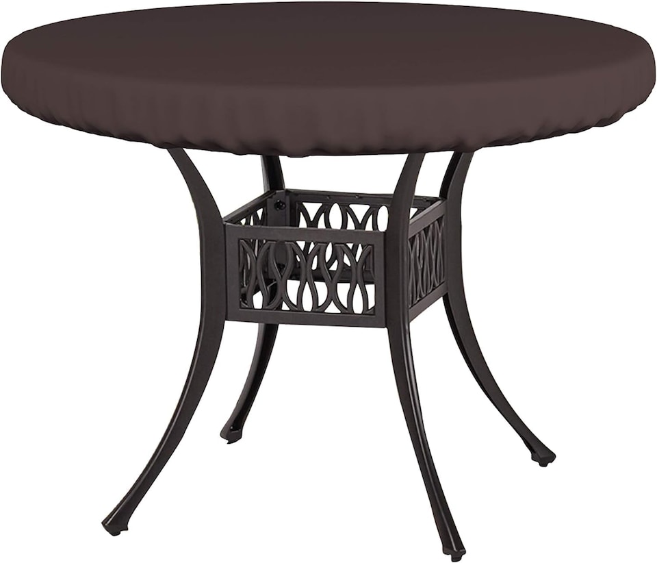 image 1 of Covers&All Waterproof & UV-resistant Round Table Top Cover, 48 in Diameter x 4 in H, Coffee