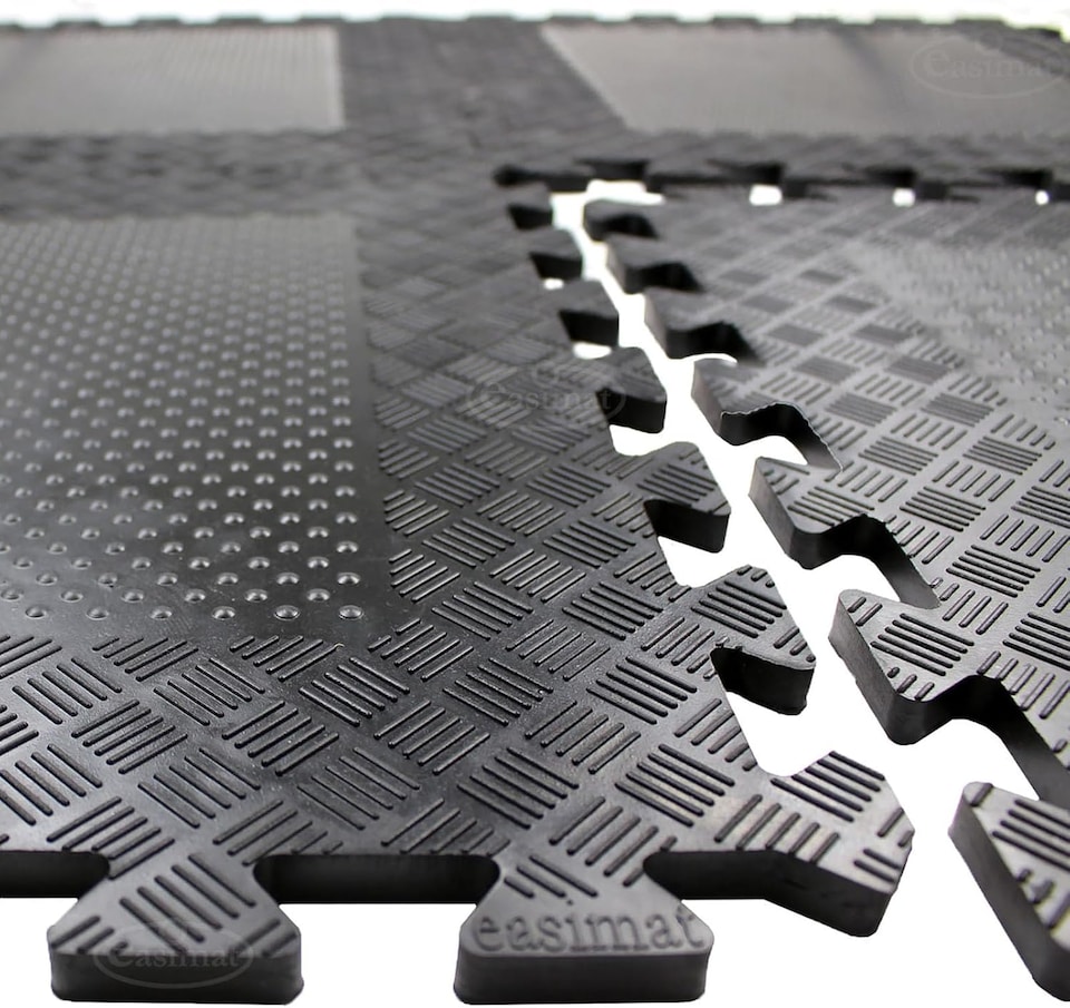 image 1 of Actiasmat – Heavy Duty Interlocking Rubber Gym Mats | 50cm x 50cm x 12mm | Set of 4 Non-Slip Tiles for Home Gym, Garage & Commercial Use