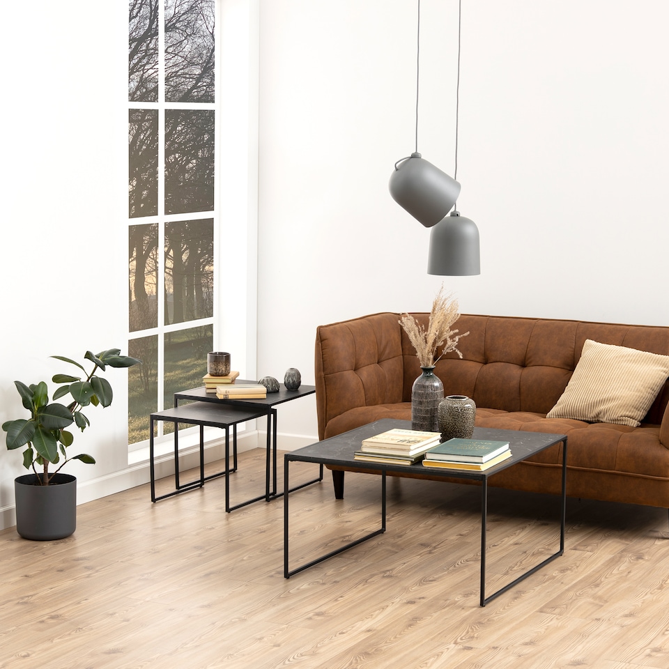 image 1 of Infinity Nest of Tables in Black Matt Set of 2