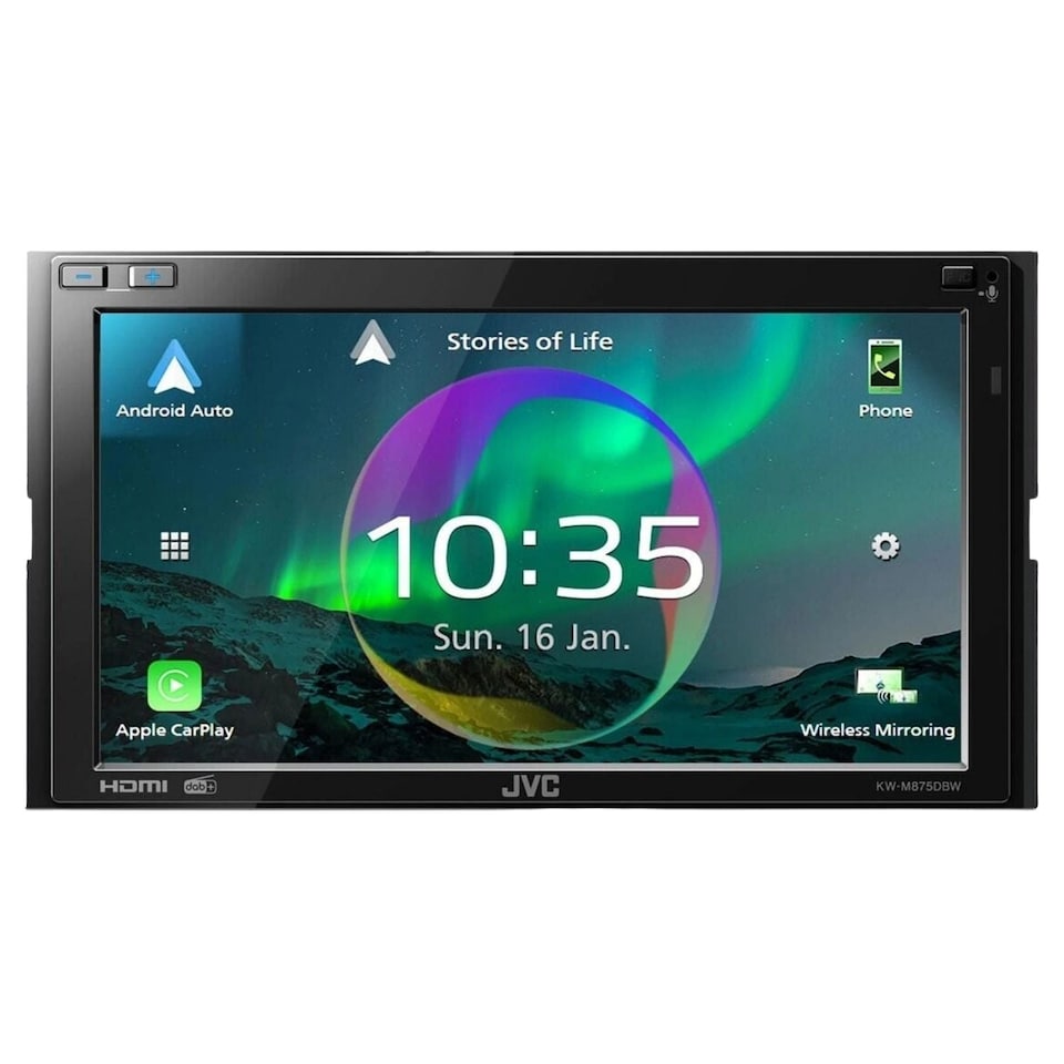 image 1 of JVC KW-M875DBW 6.8-inch Double-DIN Multimedia Receiver with Wireless CarPlay and Android Auto