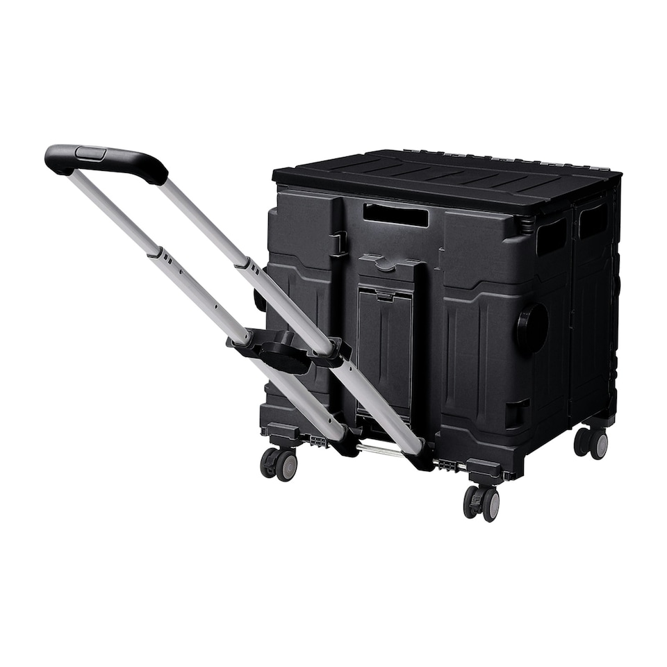 image 1 of Living and Home Collapsible Rolling Utility Crate - Black 75L | Black