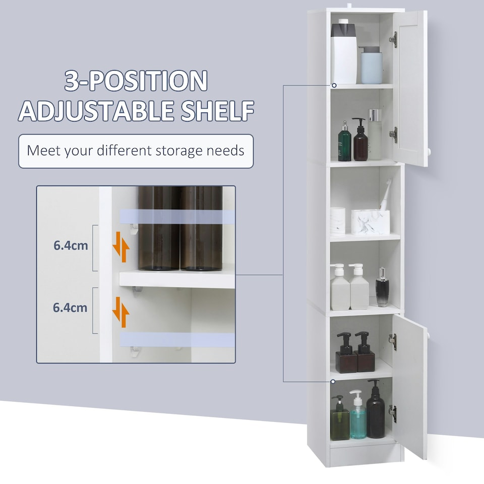 image 1 of kleankin Tall Bathroom Storage Cabinet Narrow Freestanding Cabinet