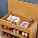 image 5 of Wooden Shoe Storage Bench With Cushioned Seat 60CM Brown
