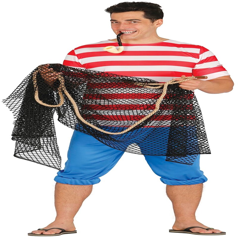 image 1 of Fancy Dress Adult Hiker Sailor Red White - XL