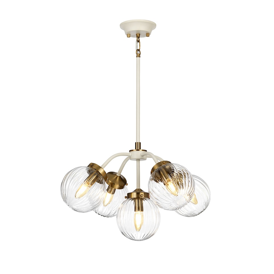 image 1 of Cosmos Retro 5 Light Pendant Globe Glass Shades