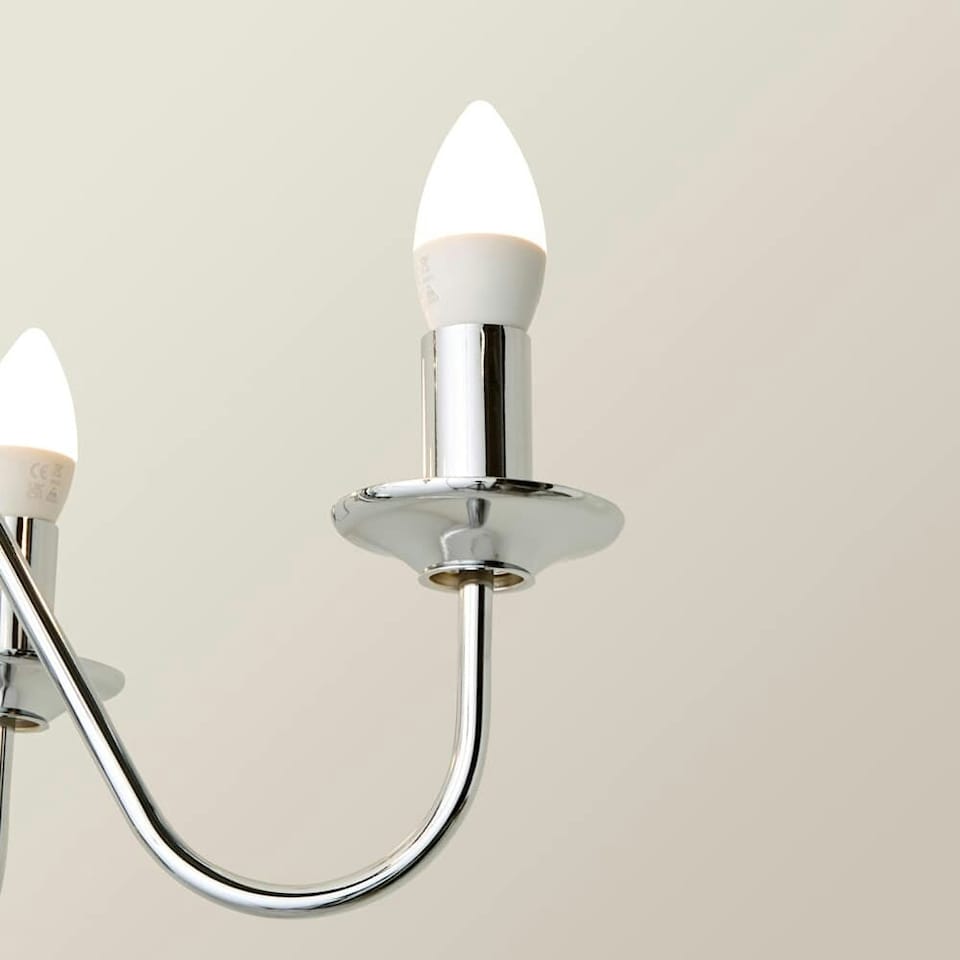 image 1 of ValueLights Traditional 5 Way Chrome Flemish Style Ceiling Light Chandelier Fitting | Chrome