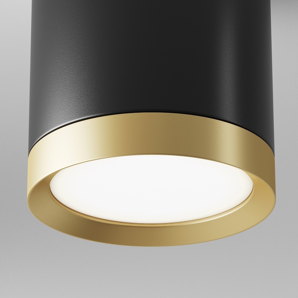 image 1 of Maytoni Hoop Surface Mounted Downlight Black, Gold, 9.6cm, GX53