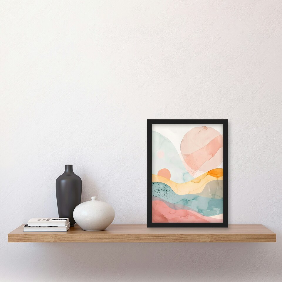 image 1 of Abstract Yorkshire Dales Park Sunset Home Decor Black Framed Wall Art Print A4
