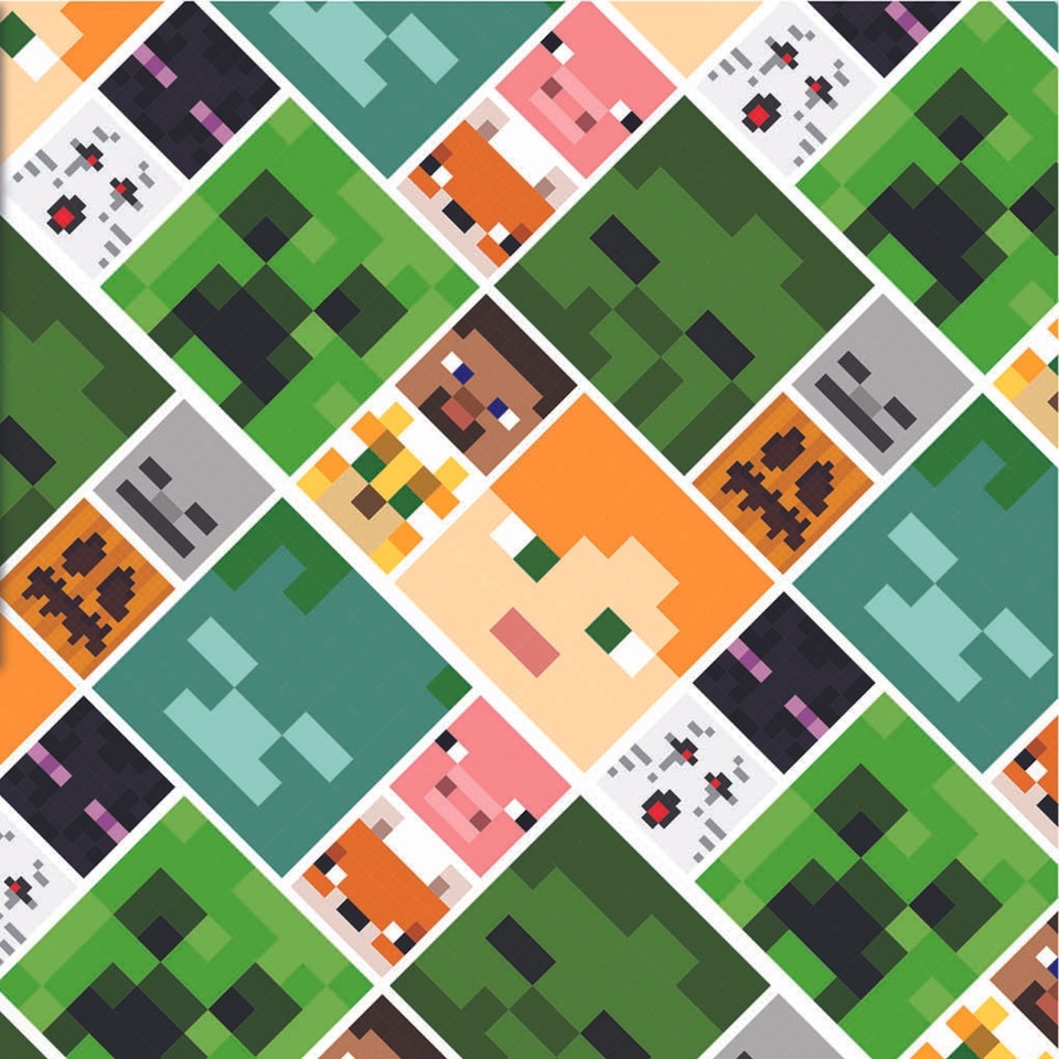 image 1 of Minecraft 2 Sheets & 2 Tags Gift Wrap