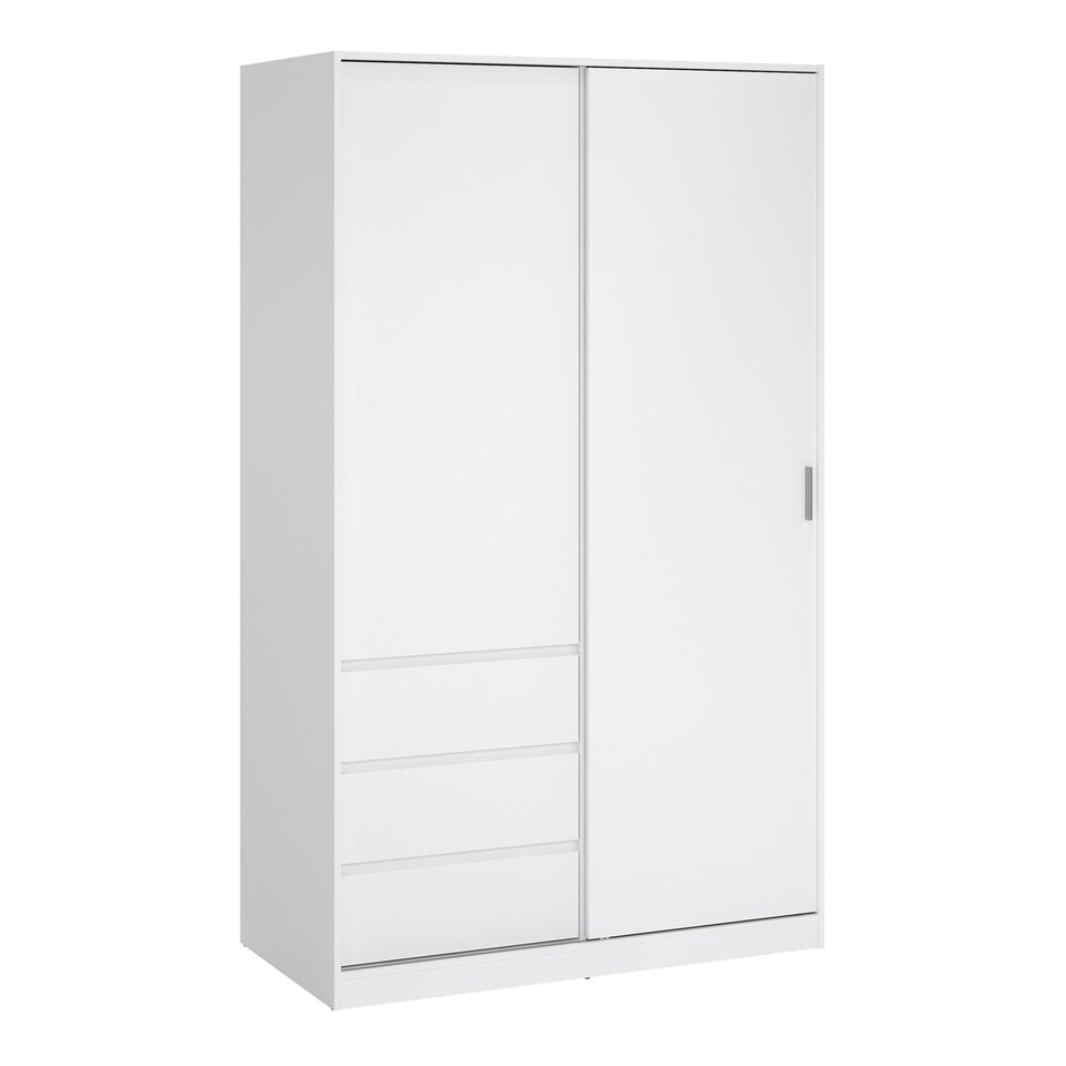 image 1 of Naia Wardrobe with 1 Sliding Door 1 Door 3 Drawers in White High Gloss