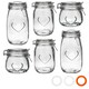 image 1 of Nicola Spring Heart Glass Storage Jars - 3 Sizes - Clear Seal - Pack of 6