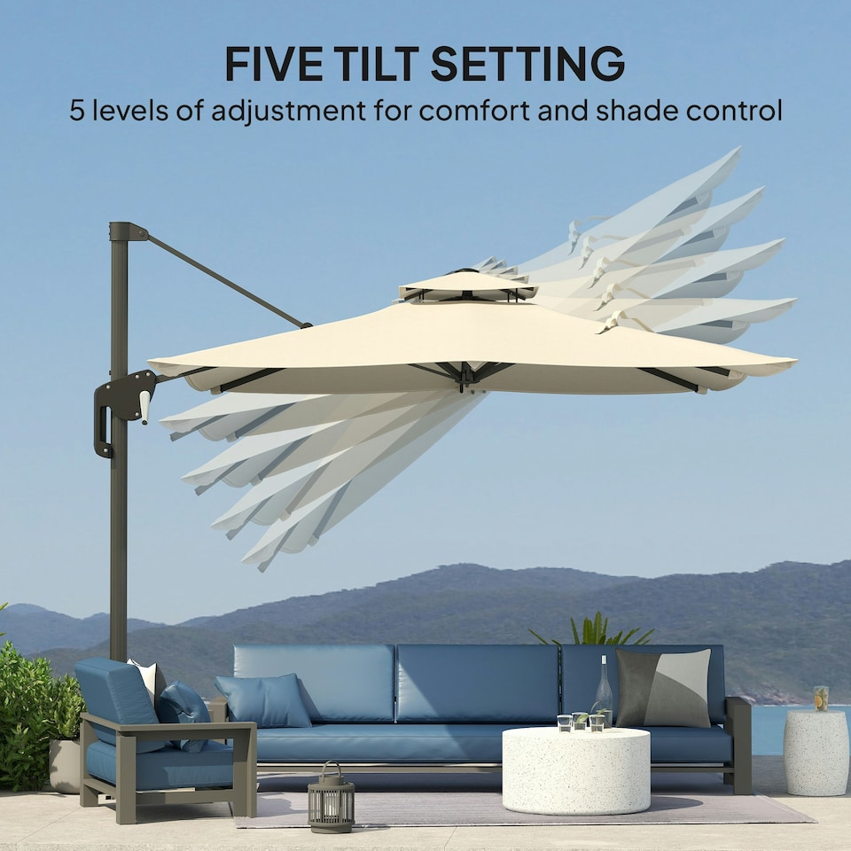 image 1 of Outsunny 3.7 x 2.7 m Cantilever Parasol w/ 360° Rotation, Black