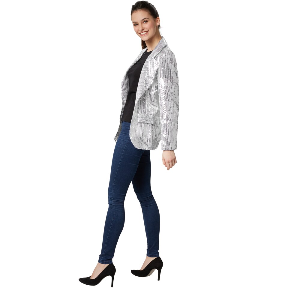 image 1 of Womens sequin jacket | Silver | silver | 1