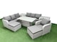 image 2 of Fimous 9 Seater Poly Rattan Outdoor Garden Furniture Adjustable Lifting Dining or Coffee Table Sofa Set Patio 3 Seater Sofa Reclining Chair 3 Seater Sofa 2 Big Footstools 2 Side Table Light Grey