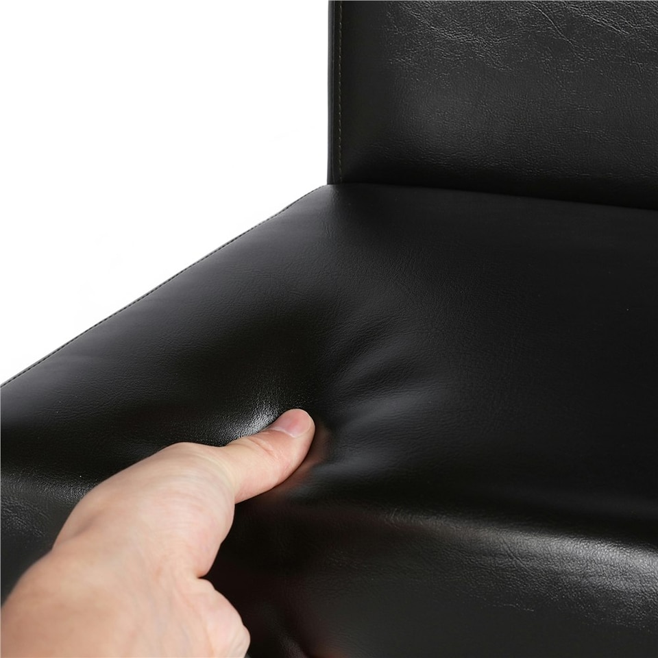 image 1 of Yaheetech Set of 4 Fabric Upholstered Dining Chairs with Solid Wood Legs Black