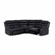 image 3 of Roma 5 Seater Leather Recliner Corner Sofa Set Black