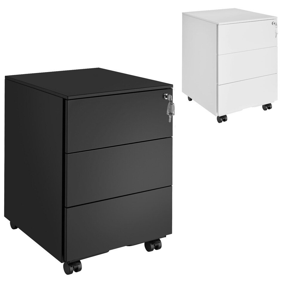 image 1 of Chest of Drawers Magna - 3 locking drawers, powder-coated steel, 39 x 45 x 55 cm White