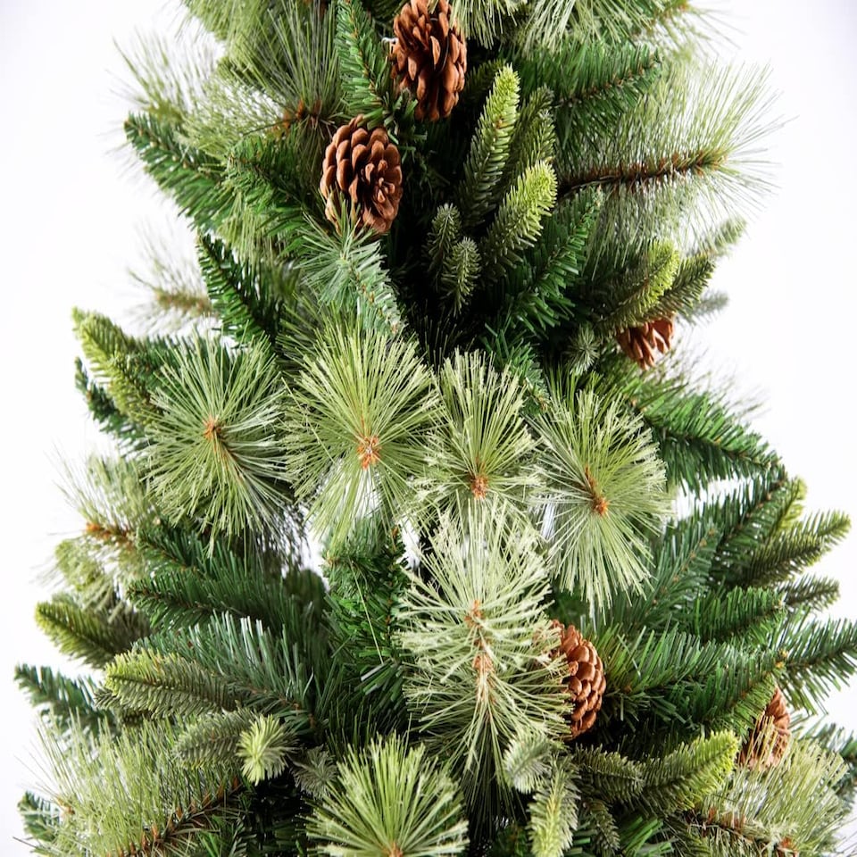 image 1 of 6FT Californian Boulder Bushy Look Luxurious Forest Green Artificial Christmas Tree Pine Cones Hinged Branches | Green | Green