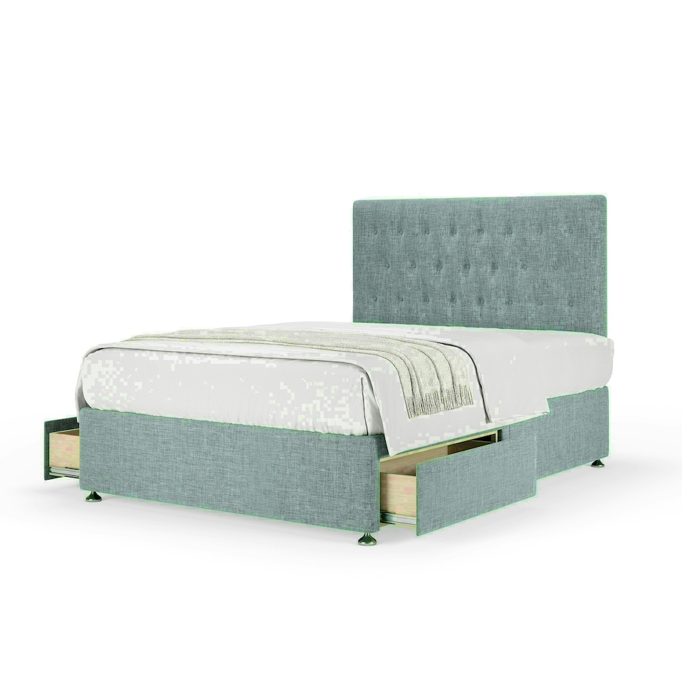 Duckegg Linen 2 Drawer Divan Base and Lona Headboard Small Double