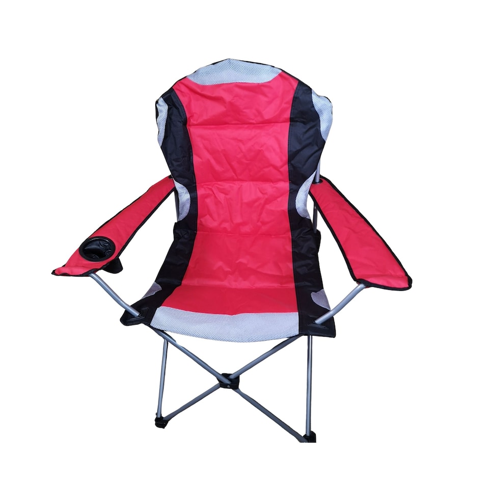 image 1 of Luxury Padded High Back Folding Outdoor, Camping, Fishing Chair in Red