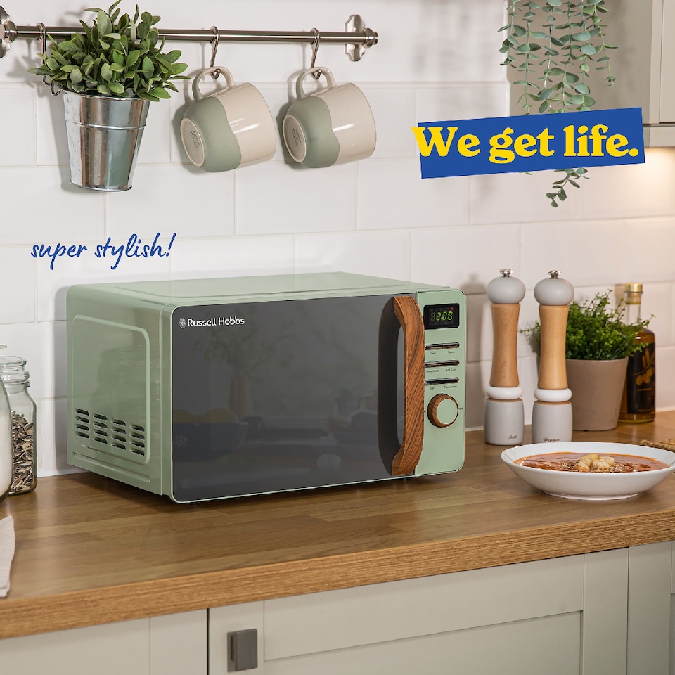 image 1 of Russell Hobbs RHMD714MG-MN Digital Microwave 17L 700W Scandi Matt Green