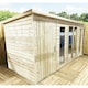 image 2 of 28 x 15 COMBI Pent Summerhouse + Side Shed Storage - Pressure Treated Tongue & Groove + Toughened Safety Glass (28' x15' / 28ft x 15ft) (28x15)