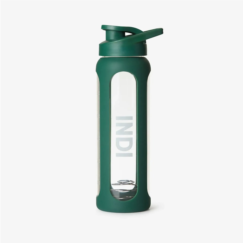 image 1 of INDI Glass Shaker Bottle with Metal Whisking Ball Green | 750ml