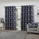 image 4 of Meadows Lined Eyelet Jacquard Curtains 228cm x 183cm Navy Blue | Blue