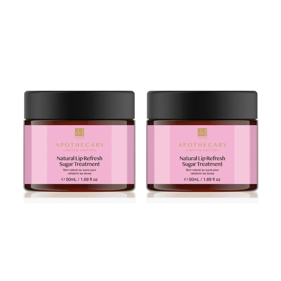 image 1 of Dr Botanicals Natural Lip Refresh Sugar Treatment 50ml Twin Value Savings Pack