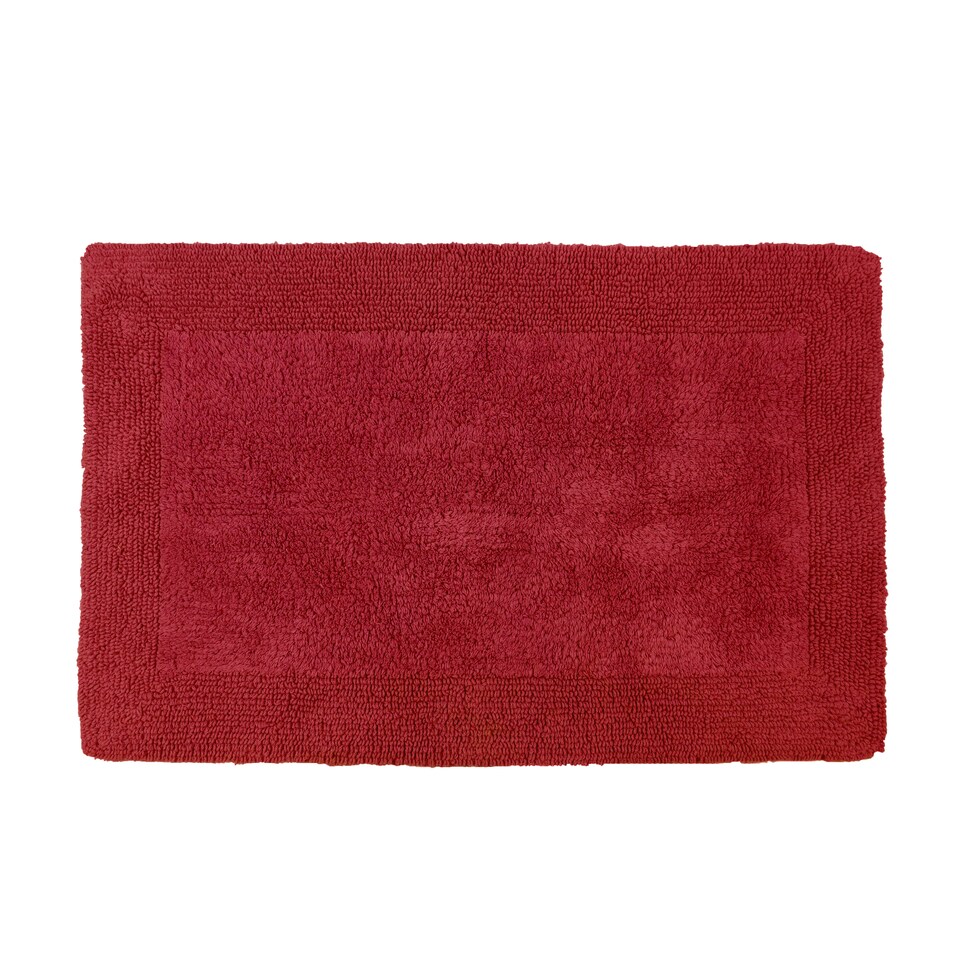image 1 of Heavyweight Reversible Bath Mat Rug 53 x 85cm - Cranberry
