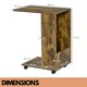 image 7 of Industrial Brown C Shaped Side Table With Storage & Wheels Brown