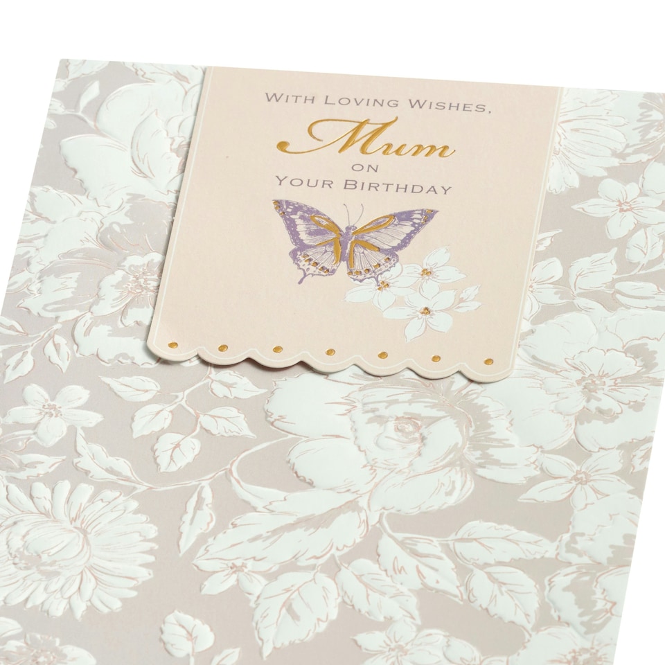 image 1 of Mum Birthday card - Floral with Butterfly
