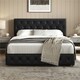image 1 of Yaheetech 150 cm W × 200 cm L Bed Frame with Adjustable Headboard and 2 Drawers Black