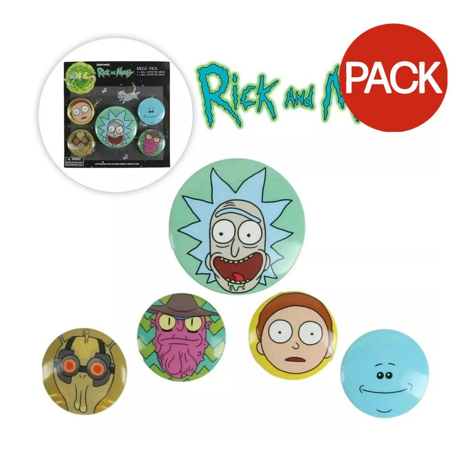 image 1 of Rick And Morty Heads Badge (Pack of 5) - Multicoloured - One Size