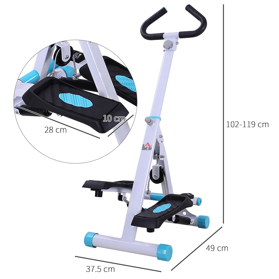 image 1 of HOMCOM Foldable Stepper Adjustable Step Machine w/ Handlebar LCD Display, White | White | White