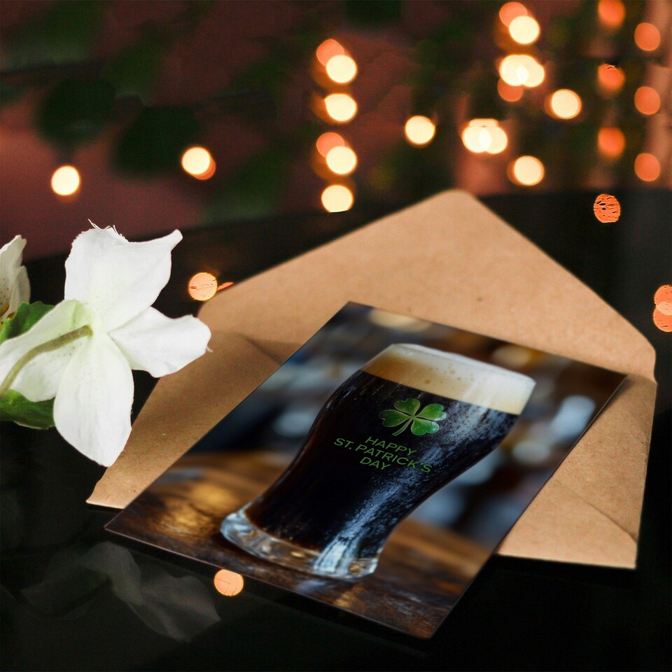 image 1 of St. Patrick's Day Card Raise A Pint Stout Blank Greeting Card
