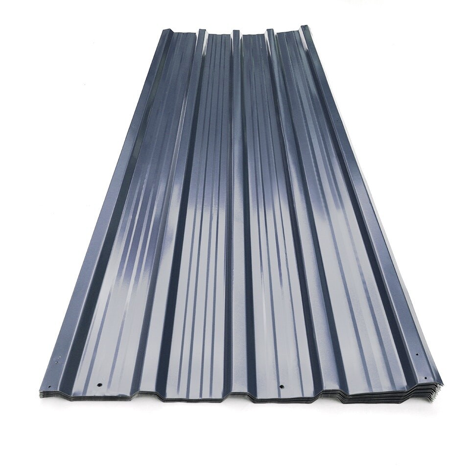 image 1 of Living and Home Set of 12 Steel Corrugated Panels - Charcoal Black