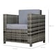 image 3 of Outsunny Garden Patio Rattan Wicker Furniture Single Cube Chair Sofa Outdoor Grey