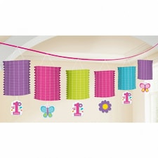 Amscan Sweet 1st Birthday Girl Lantern Garland - Purple/Pink/Green/Blue - One Size