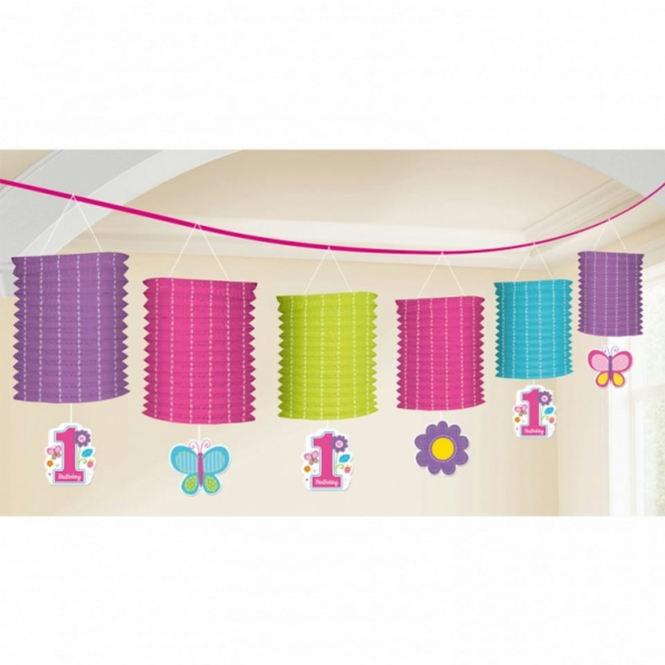 Amscan Sweet 1st Birthday Girl Lantern Garland - Purple/Pink/Green/Blue - One Size