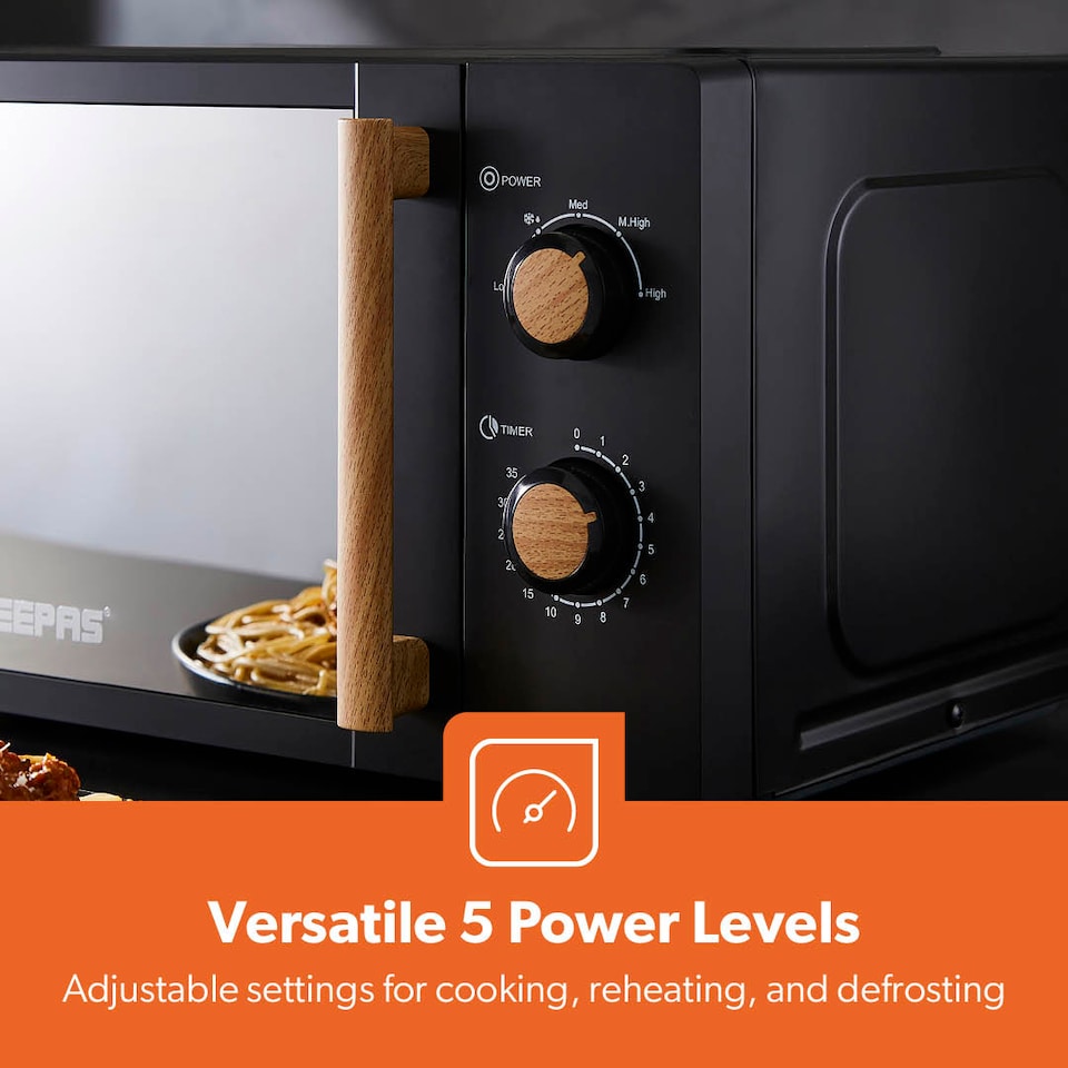 image 1 of GEEPAS 20L Microwave Oven 700W | NordiQ Design Black