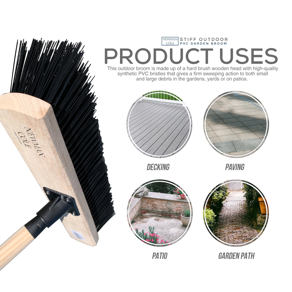 image 1 of Outdoor Garden 18" Stiff PVC Large Broom Stiff Brush