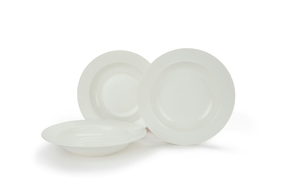 image 1 of 4pc Professional Alumina White Porcelain Classic Rim Pasta Bowls