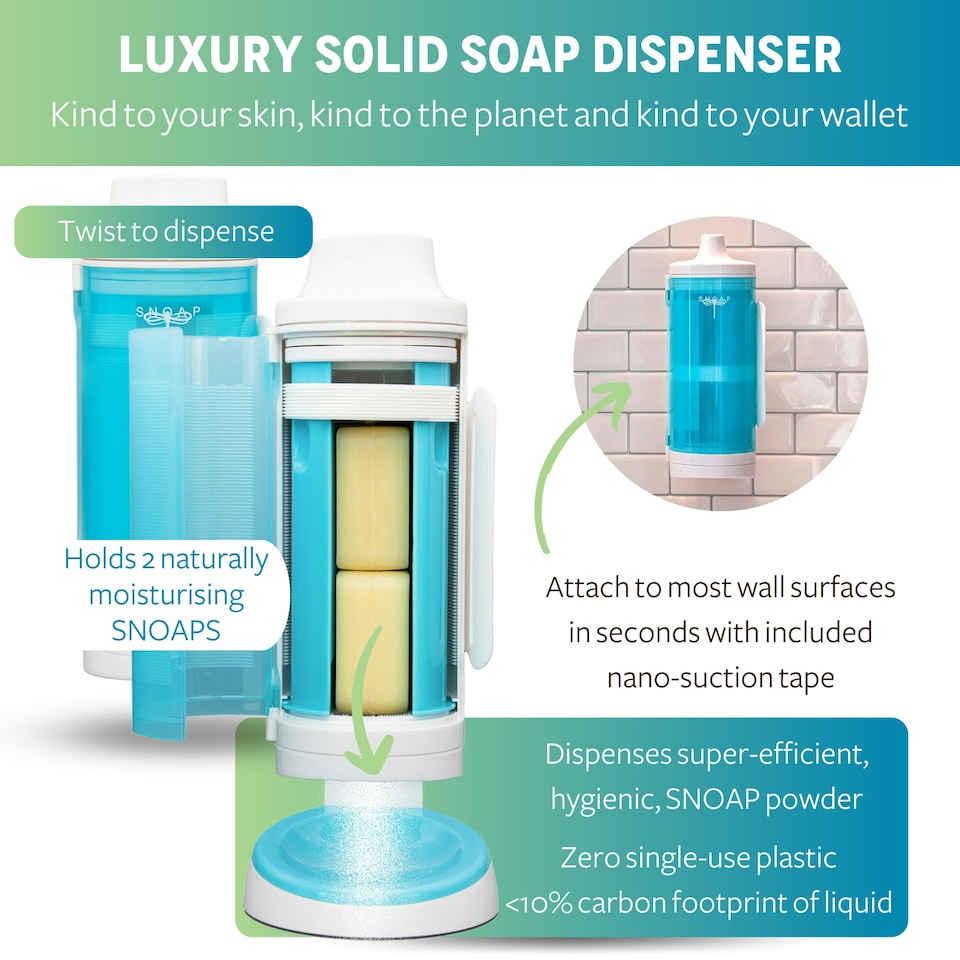 image 1 of SNOAP Dispenser (White) with Counter Stand and 2 Soaps