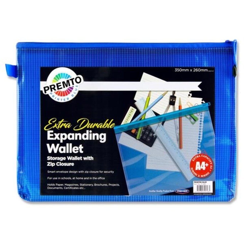 image 1 of A4+ Extra Durable Printer Blue Mesh Wallet by Premto