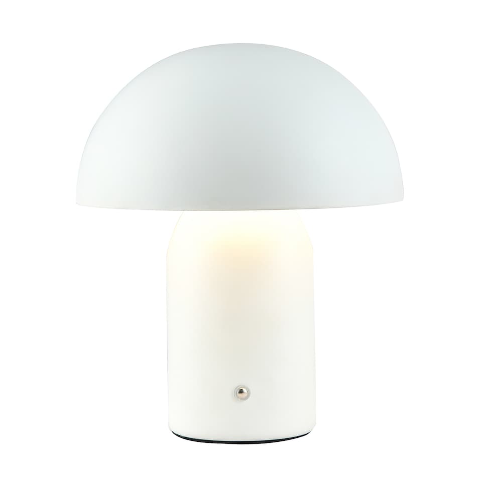 image 1 of Modern Rechargeable Mushroom Table Lamp in Mat White with Touch Dimmer Button | White