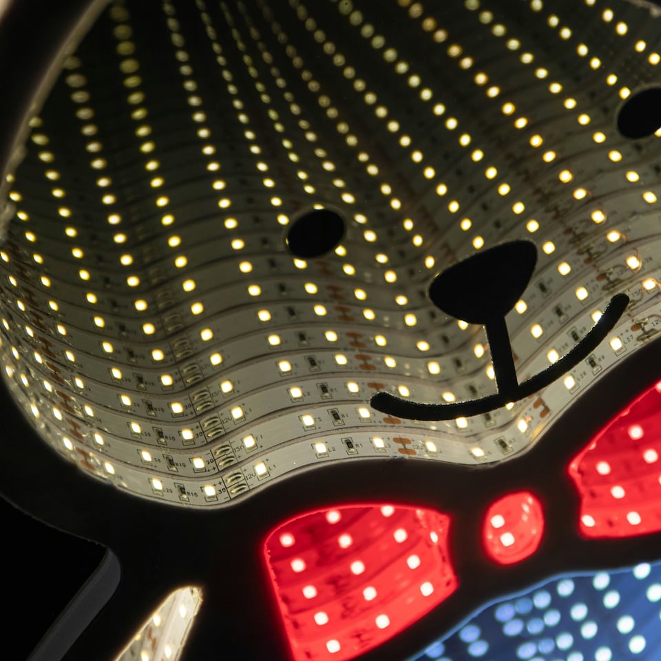 image 1 of 60cm Light up Teddy Bear in Santa Hat Christmas Infinity Decoration with LEDs