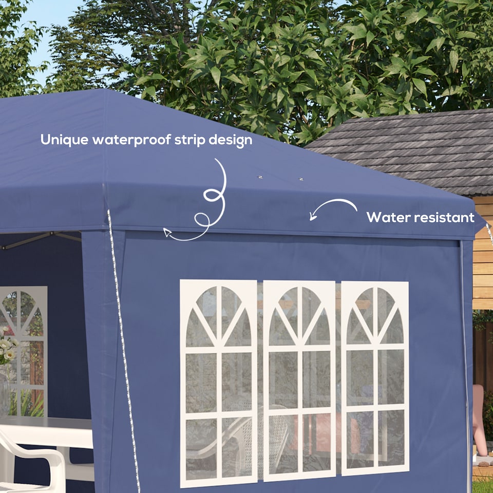 image 1 of Outsunny 3 x 6m Garden Pop Up Gazebo, Height Adjustable Marquee Party Tent with Sidewalls, Storage Bag, Blue